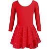 trudge Abbigliamento da Balletto per Ragazze Vestito da Balletto per Bambini a Maniche Lunghe In Cotone Body da Balletto Costume da Balletto Abito da Ballo Body da Ballo con Gonna Tutù Viola 9-10 Anni