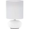 Eglo Trondio Lampada da tavolo in ceramica e tessuto, lampada da comodino colore bianco, lampada da soggiorno, lampada con interruttore, attacco E14
