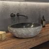 KAMALU Lavabo da appoggio in pietra di fiume grigia 40-45 cm | Litos-River4