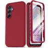 LeYi Cover per Samsung A 55 Custodia con Protezione Schermo Integrata, 360 Gradi Protezione Completa Protettiva Custodie Bumper Rugged Cellulare Case Samsung Galaxy A55 5G, Rosso