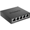 D-Link DGS-105/B Switch desktop in metallo non gestito Gigabit a 5 porte 10/100/1000 Mbit/s - Versione UK, nero DGS-105/B