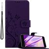 Cadorabo Custodia Libro compatibile con Huawei Y6 PRO 2017 in LILLA SCURO FIORE - in Design di Fiore con Chiusura Magnetica, Funzione Stand e 3 Vani di Carte - Cover Case Wallet Book Etui Protezione