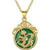 GoldChic Jewelry Collana Del Drago Per Le Donne, Collana Con Pendente Del Drago Cinese Di Giada Verde Collana Con Ciondolo Portafortuna Gioielli Hiphop