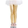 LOLANTA Ragazze Leggings da Danza Metallizzati Lucidi Pantaloni Lunghi Dritti Elasticizzati Pantaloni Atletici da Ballo Slim Fit, Oro, 6-7 Anni, 130