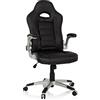 HJH Office 621891 Sedia da Ufficio Girevole GAME SPORT Pelle Sintetica, Poltrona da Gaming, Braccioli ripiegabile, Nero