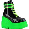 Ulalaza Stivali a tubo medio con suola spessa Stivali con suola spessa da donna Stivali corti punk Altezza tacco alto heel10CM / 4INCH Stivali da cavaliere con catena da motociclista