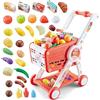 KalaDuck Carrello Spesa Giocattolo Bambini, 31PCS Supermercato Carrello Spesa con Accessori Alimenti Frutta Verdura , Gioco di Ruolo Cestino della Spesa Giochi del Negozio per Ragazzi Ragazze (Rosso)