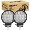 RIGIDON 2x faro da lavoro led, rotondo 4 pollici 42W flood luci 12V 24V | fari di profondità, per auto trattore escavatore camion SUV UTE ATV barca 4x4 veicoli offroad, 6000K bianca, impermeabile