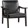 Yaheetech Poltrona Lounge in Ecopelle Imbottita con Schienale Braccioli Ergonomica da Salotto/Lettura/Ufficio/Studio/Intrattenimento Nero