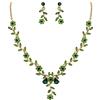 Clearine Set di Gioielli da Donna per Matrimonio Foglia Cluster Fiore Cristalli Ciondolo Collana Orecchini Pendenti per Sposa Smeraldo Colore Oro-Fondo