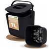 Home Ricybox Contenitore Per Rifiuti Umido Con Coperchio - 5 Litri, Plastica Marrone, Formato Rettangolare 24.5x20.5x21.5 Cm, Riciclabile