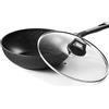 Pradel Excellence, P0002416/54885Mn, Pierra Wok 28 Cm Interno Pietra Esterna Nero, Spessore 2,5/4,0 Mm, Alluminio, Forma Rotonda
