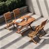 DEGHI Set pranzo con tavolo allungabile 120/160x80 cm e 4 sedie pieghevoli in legno di acacia - Paja