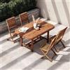 DEGHI Set pranzo tavolo allungabile 150/200x100 cm e 4 sedie in legno di acacia â€" Paja