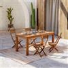 DEGHI Set pranzo tavolo 160x80 cm e 4 sedie pieghevoli in legno di acacia - Paja