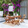 DEGHI Set pranzo tavolo allungabile 150/200x100 cm e 4 sedie pieghevoli in legno di acacia - Paja