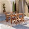DEGHI Set pranzo con tavolo 160x80 cm e 4 sedie pieghevoli in legno di acacia - Paja