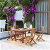 DEGHI Set pranzo con tavolo allungabile 150/200x100 cm e 4 sedie pieghevoli in legno di acacia - Paja