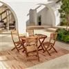 DEGHI Set pranzo tavolo allungabile pieghevole 120/160x80 cm con 4 sedie pieghevoli in legno di acacia - Paja
