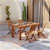 DEGHI Set pranzo con tavolo 160x80 cm con 4 sedie pieghevoli in legno di acacia - Paja