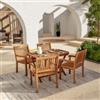 DEGHI Set pranzo con tavolo allungabile pieghevole 120/160x80 cm e 4 sedie con braccioli in legno di acacia - Paja