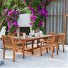 DEGHI Set pranzo con tavolo allungabile 180/260x110 cm e 6 sedie con braccioli in legno di acacia - Paja