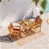 DEGHI Set bistrot con tavolo pieghevole 70x70 cm e 2 sedie con braccioli in legno di acacia - Paja
