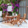 DEGHI Set pranzo tavolo allungabile 150/200x100 cm e 4 sedie regolabili in legno di acacia - Paja