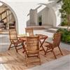 DEGHI Set pranzo tavolo allungabile pieghevole 120/160x80 cm e 4 sedie in legno di acacia - Paja
