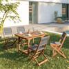 DEGHI Set pranzo tavolo allungabile 120/160x80 cm e 4 sedie pieghevoli in legno di acacia e corda grigia - Yadira