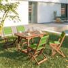 DEGHI Set pranzo tavolo allungabile 120/160x80 cm e 4 sedie pieghevoli in legno di acacia e corda verde - Yadira
