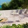 DEGHI Set bistrot in metallo panna con tavolo Ã˜ 60 cm piano effetto terrazzo veneziano e 2 sedie pieghevoli - Otranto Color