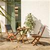 DEGHI Set bistrot tavolo pieghevole Ã˜ 60 cm e 2 sedie pieghevoli in legno di acacia e corda grigia - Yadira