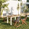 DEGHI Set pranzo tavolo 110x70 cm e 4 sedie pieghevoli in legno di acacia e corda grigia - Yadira