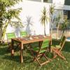 DEGHI Set pranzo tavolo 160x80 cm e 4 sedie pieghevoli in legno di acacia e corda verde - Yadira
