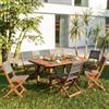DEGHI Set pranzo tavolo allungabile 150/200x100 cm e 6 sedie pieghevoli in legno di acacia e corda grigia - Yadira