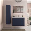 DEGHI Mobile bagno sospeso 80 cm blu satinato con lavabo in ceramica e specchio - Anami
