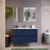 DEGHI Mobile bagno sospeso 100 cm blu satinato con lavabo in ceramica e specchio - Anami