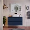 DEGHI Mobile bagno sospeso 100 cm blu satinato con top e specchio - Anami
