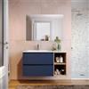 DEGHI Mobile bagno sospeso 100 cm blu satinato con vano a giorno rovere africa e lavabo sx con specchio - Anami