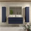 DEGHI Mobile bagno sospeso 120 cm blu satinato con lavabo doppia vasca in ceramica e specchio - Anami