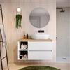 DEGHI Mobile bagno sospeso 110 cm white satinato con vano a giorno reversibile e top rovere gold con specchio - Anami