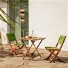 DEGHI Set bistrot tavolo pieghevole 70x70 cm e 2 sedie pieghevoli in legno di acacia e corda verde - Yadira