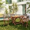 DEGHI Set pranzo tavolo pieghevole 120/160x80 cm e 4 sedie regista grigie in legno d'acacia - Paja