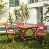 DEGHI Set pranzo tavolo pieghevole 120/160x80 cm e 4 sedie regista rosa anguria in legno d'acacia - Paja