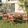 DEGHI Set pranzo tavolo allungabile 180/260x110 cm e 6 sedie regista rosa in legno d'acacia - Paja