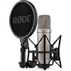 RØDE NT1 5th Gen Silver Microfono a condensatore da studio a diaframma largo con uscite XLR e USB, supporto antiurto e filtro antipop per musicale, registrazione vocale e podcast