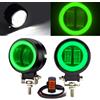 NWpangu Fari Supplementari a LED per Moto, 3 Rotondi Universale Led Fendinebbia Fari Anteriori con Verde DRL Angel Eyes, Impermeabili per DC12V-24V Moto Camion 4x4 SUV UTV ATV Trattore