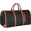 Amoyeric Grande capacità Carry On Garment Bag PU Leather Duffle Bag per le donne Impermeabile Abiti da Viaggio con Borsa Scarpiera 2 in 1 Appeso Valigia Pieghevole Tuta Borse Da Viaggio, Nero, Bagaglio a mano