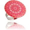 Dragon Porter Anello Dichiaraziono Regolabile Grande Rotondo Mandala Design Boho ; Gioielli per Donne (Stile 15 - Corallo Rosso)